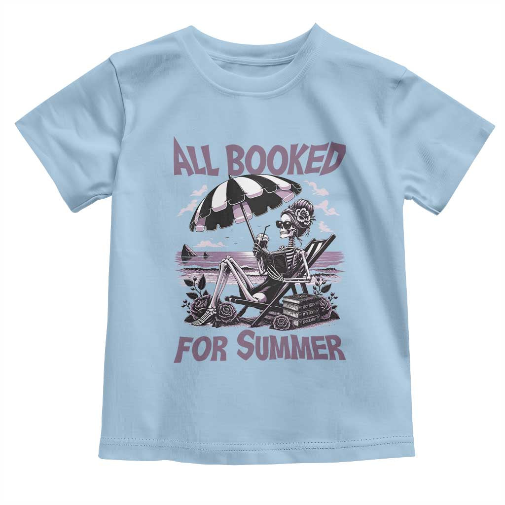 Funny Skeleton Reading At The Beach Toddler T Shirt All Booked For Summer