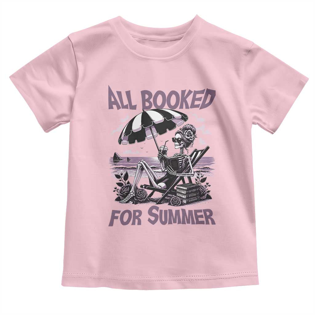 Funny Skeleton Reading At The Beach Toddler T Shirt All Booked For Summer