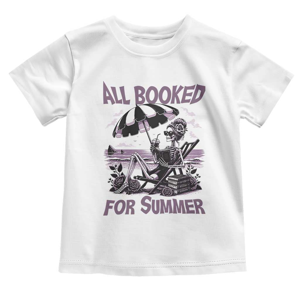Funny Skeleton Reading At The Beach Toddler T Shirt All Booked For Summer