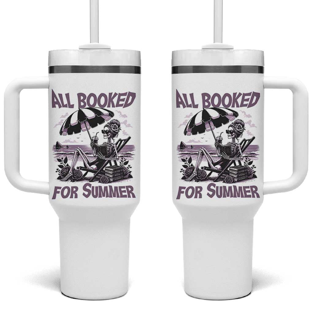 Funny Skeleton Reading At The Beach Tumbler With Handle All Booked For Summer