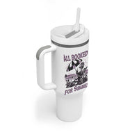 Funny Skeleton Reading At The Beach Tumbler With Handle All Booked For Summer