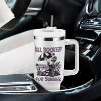 Funny Skeleton Reading At The Beach Tumbler With Handle All Booked For Summer