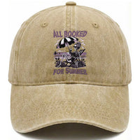 Funny Skeleton Reading At The Beach Washed Cotton Baseball Cap All Booked For Summer