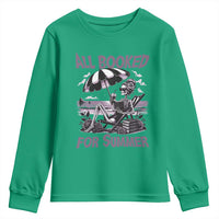 Funny Skeleton Reading At The Beach Youth Sweatshirt All Booked For Summer