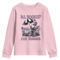 Funny Skeleton Reading At The Beach Youth Sweatshirt All Booked For Summer
