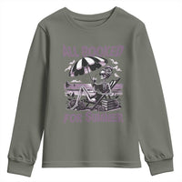 Funny Skeleton Reading At The Beach Youth Sweatshirt All Booked For Summer