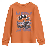 Funny Skeleton Reading At The Beach Youth Sweatshirt All Booked For Summer