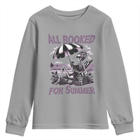 Funny Skeleton Reading At The Beach Youth Sweatshirt All Booked For Summer