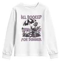 Funny Skeleton Reading At The Beach Youth Sweatshirt All Booked For Summer
