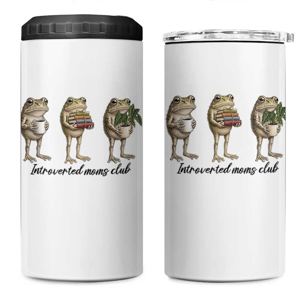 Introverted Moms Club Frog Graphic 4 in 1 Can Cooler Tumbler Funny Mothers Day Gift