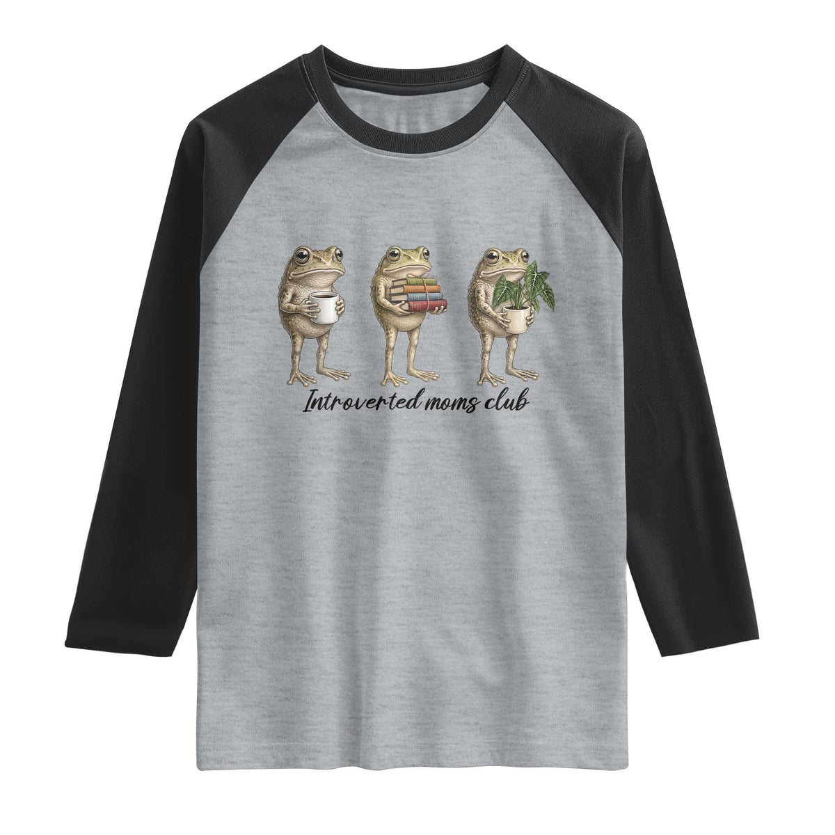 Introverted Moms Club Frog Graphic Raglan Shirt Funny Mothers Day Gift