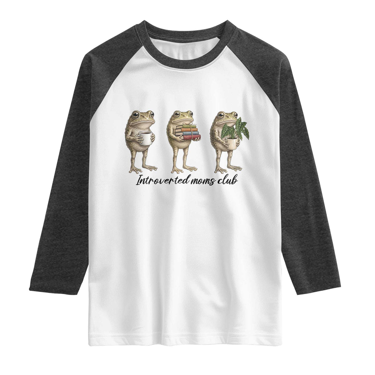 Introverted Moms Club Frog Graphic Raglan Shirt Funny Mothers Day Gift