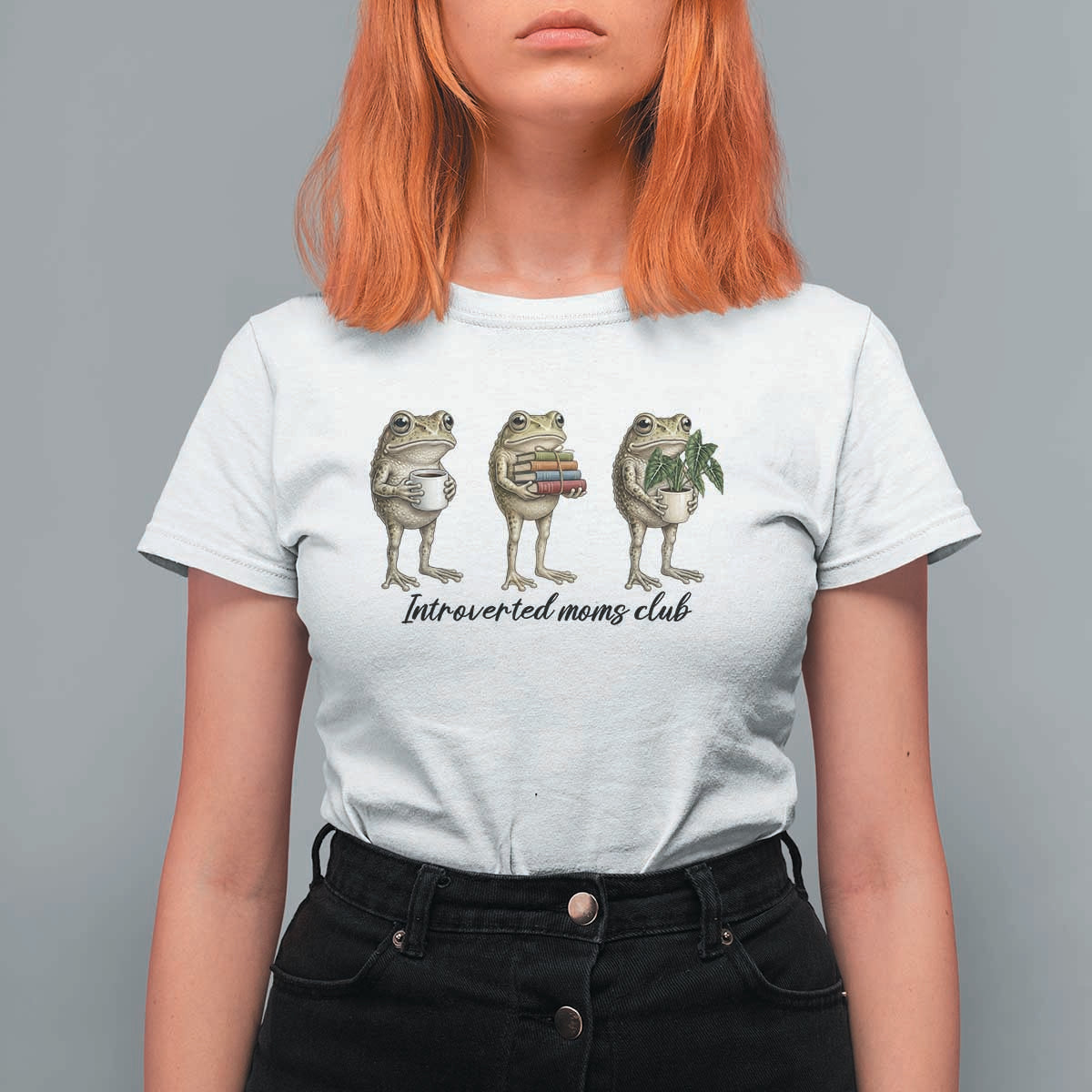Introverted Moms Club Frog Graphic T Shirt For Women Funny Mothers Day Gift