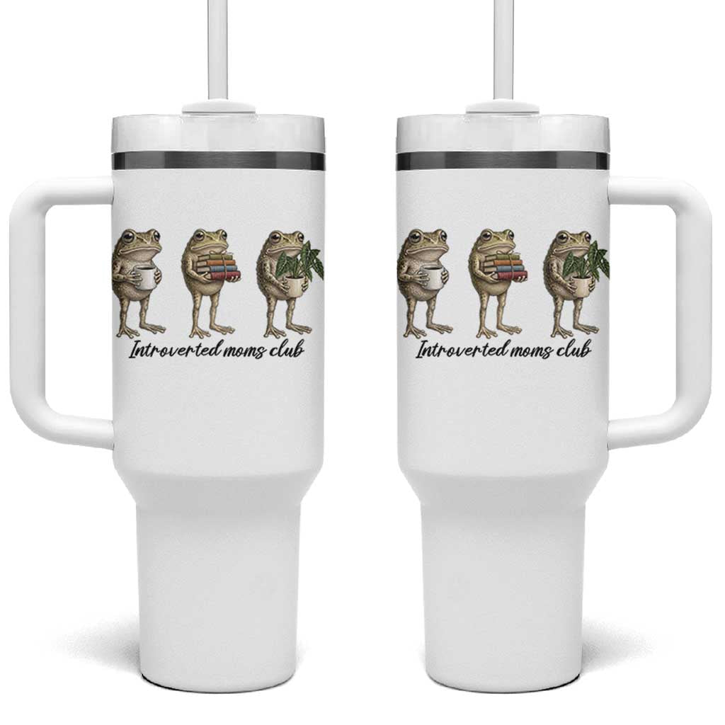 Introverted Moms Club Frog Graphic Tumbler With Handle Funny Mothers Day Gift