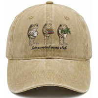 Introverted Moms Club Frog Graphic Washed Cotton Baseball Cap Funny Mothers Day Gift