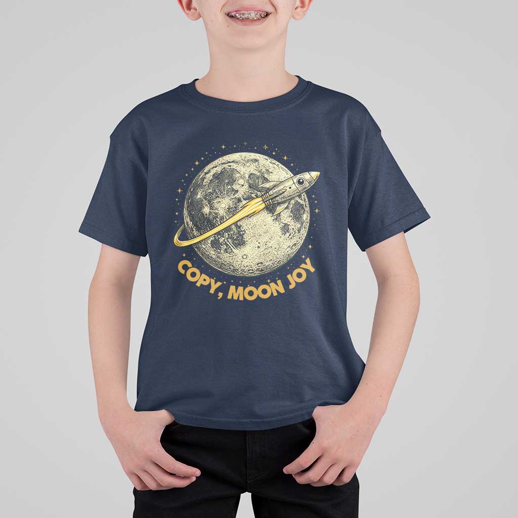 Copy Moon Joy Space Lover Lunar Mission T Shirt For Kid Astronaut Sci Fi Graphic