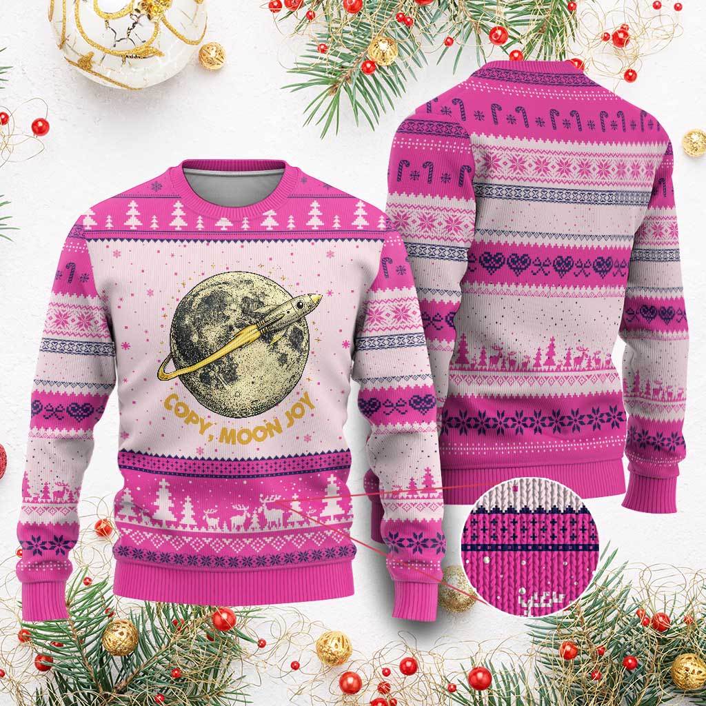 Copy Moon Joy Space Lover Lunar Mission Ugly Christmas Sweater Astronaut Sci Fi Graphic