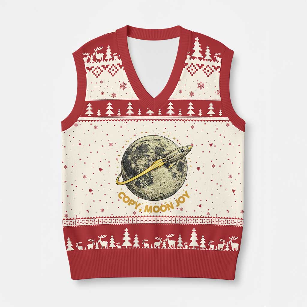 Copy Moon Joy Space Lover Lunar Mission V-Neck Knit Sweater Vest Astronaut Sci Fi Graphic