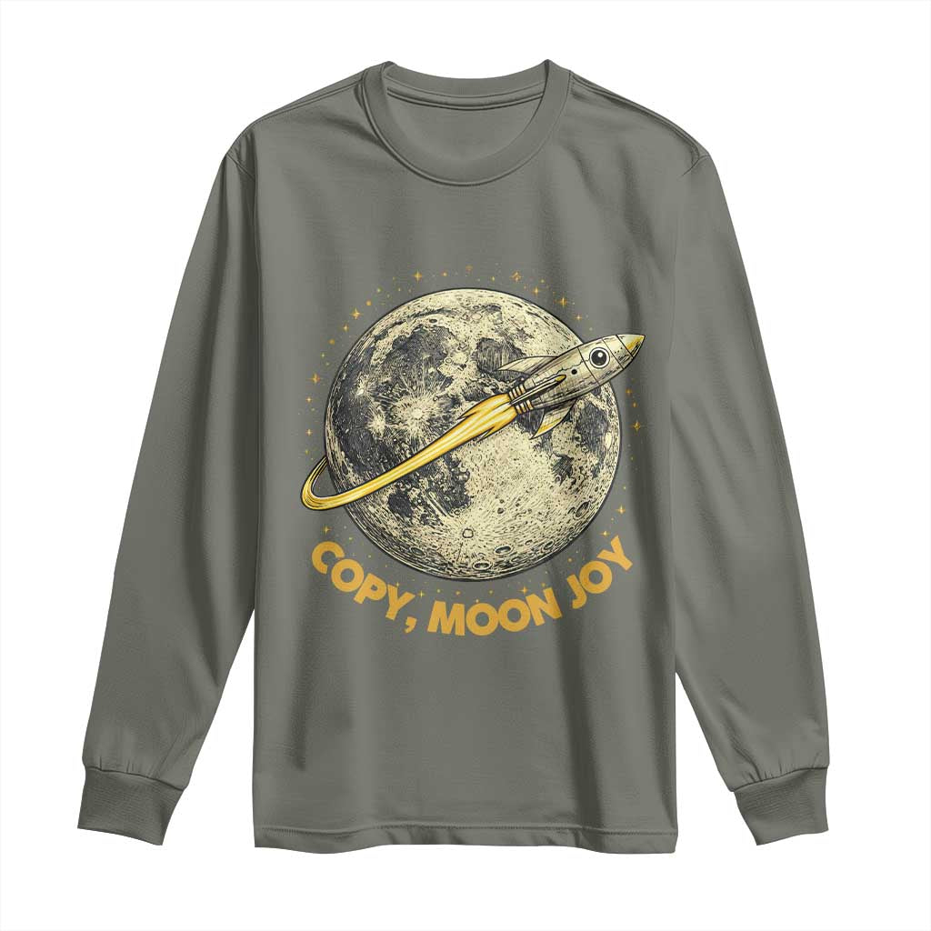 Copy Moon Joy Space Lover Lunar Mission Long Sleeve Shirt Astronaut Sci Fi Graphic