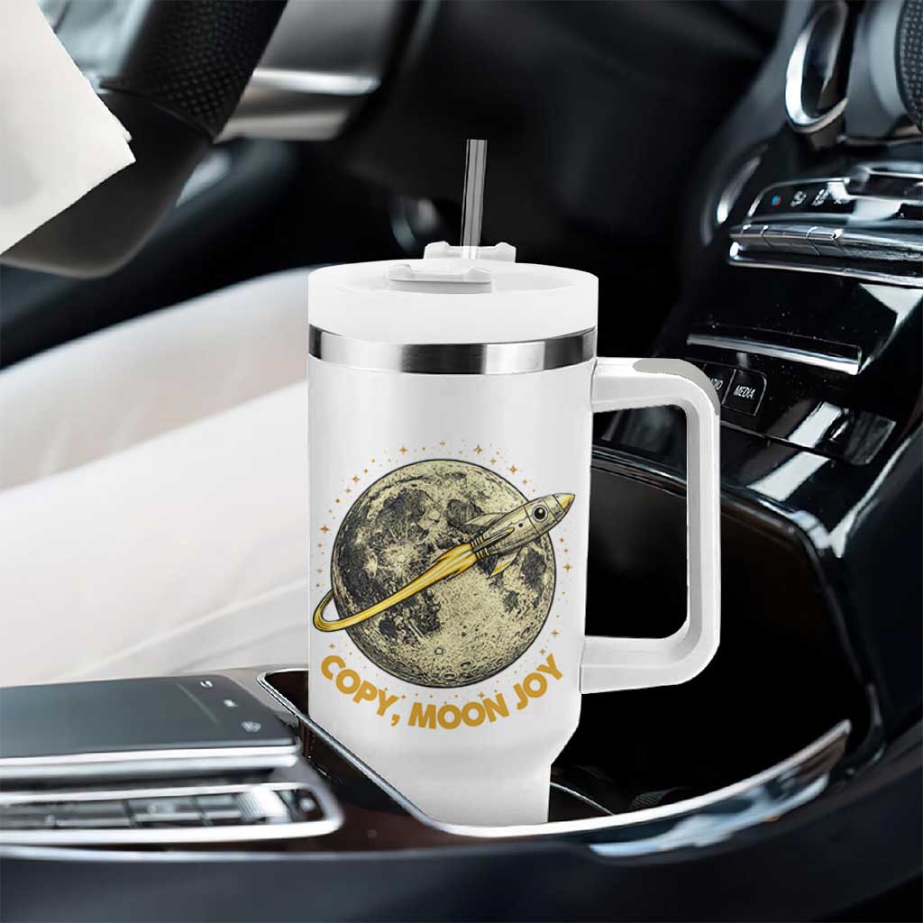 Copy Moon Joy Space Lover Lunar Mission Tumbler With Handle Astronaut Sci Fi Graphic