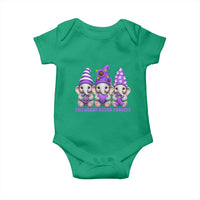 Cute Elephant Gnome Purple Ribbon Alzheimer's Support Baby Onesie The Heart Never Forgets