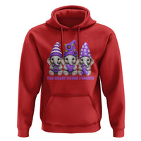 Cute Elephant Gnome Purple Ribbon Alzheimer's Support Hoodie The Heart Never Forgets