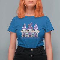Cute Elephant Gnome Purple Ribbon Alzheimer's Support T Shirt For Women The Heart Never Forgets