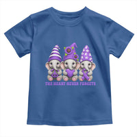 Cute Elephant Gnome Purple Ribbon Alzheimer's Support Toddler T Shirt The Heart Never Forgets