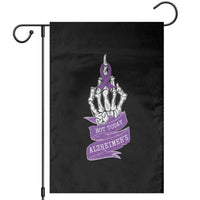 Not Today Alzheimers Garden Flag Funny Skeleton Middle Finger Purple Ribbon