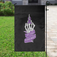 Not Today Alzheimers Garden Flag Funny Skeleton Middle Finger Purple Ribbon