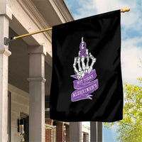 Not Today Alzheimers Garden Flag Funny Skeleton Middle Finger Purple Ribbon