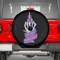 Not Today Alzheimers Spare Tire Cover Funny Skeleton Middle Finger Purple Ribbon