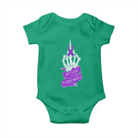 Not Today Alzheimers Baby Onesie Funny Skeleton Middle Finger Purple Ribbon