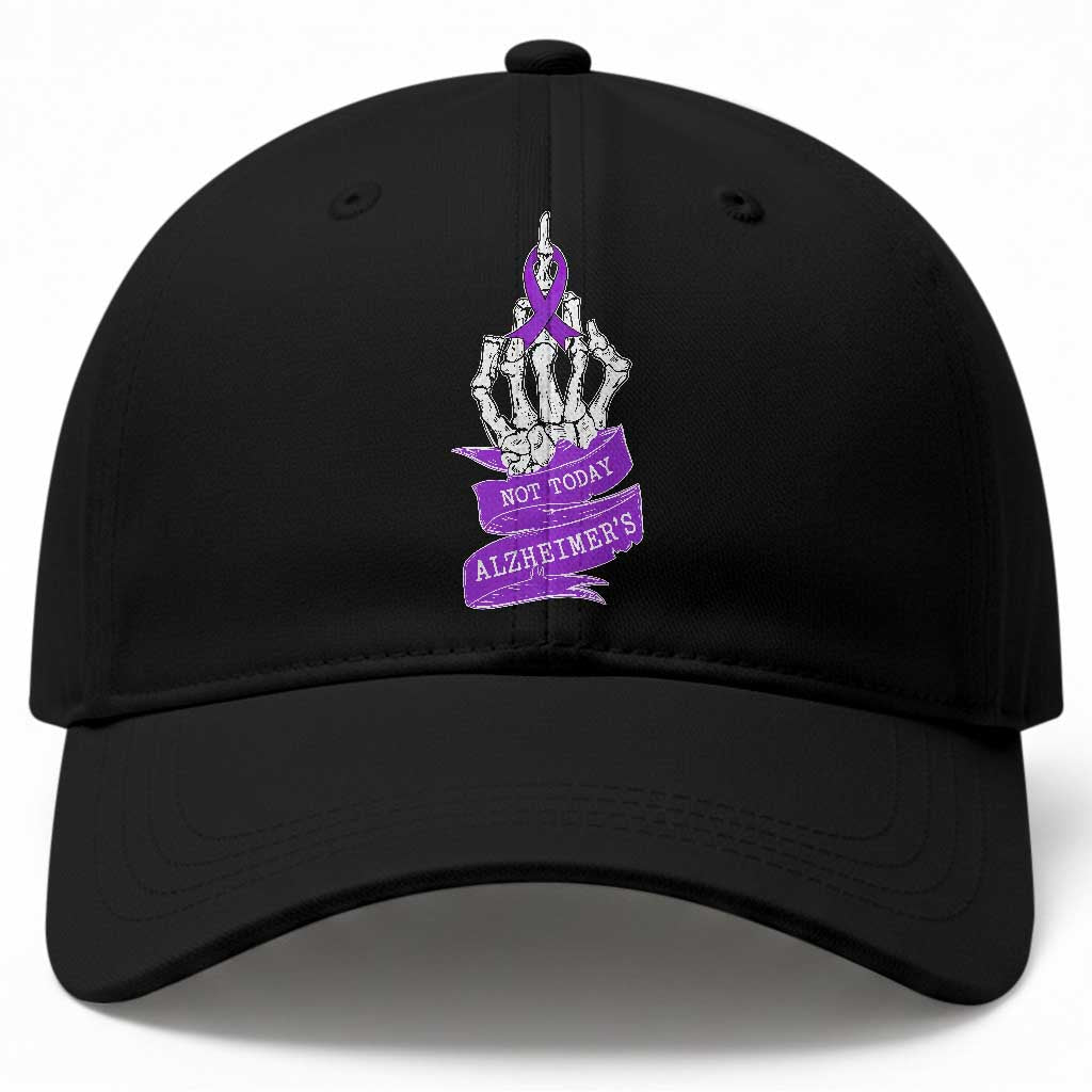 Not Today Alzheimers Baseball Cap Funny Skeleton Middle Finger Purple Ribbon