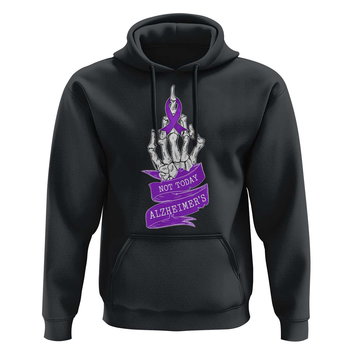 Not Today Alzheimers Hoodie Funny Skeleton Middle Finger Purple Ribbon