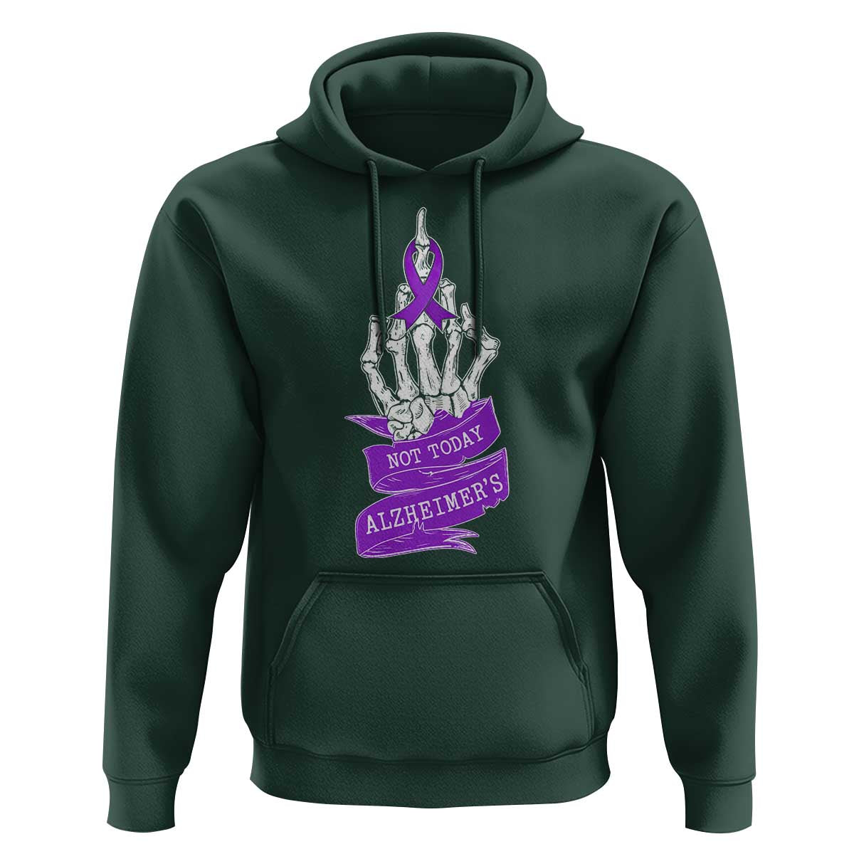 Not Today Alzheimers Hoodie Funny Skeleton Middle Finger Purple Ribbon