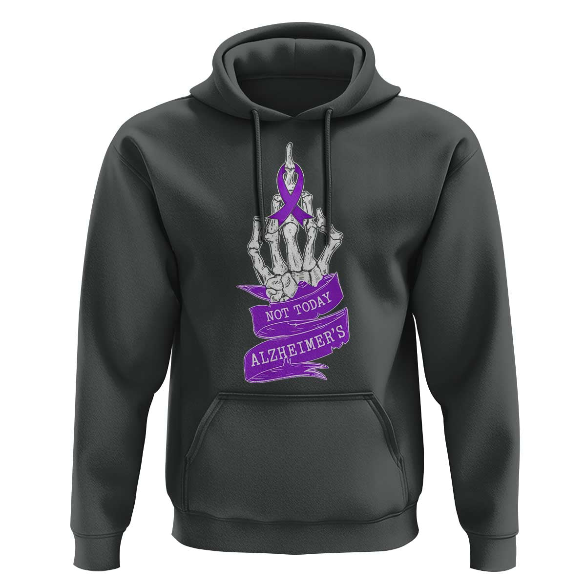 Not Today Alzheimers Hoodie Funny Skeleton Middle Finger Purple Ribbon