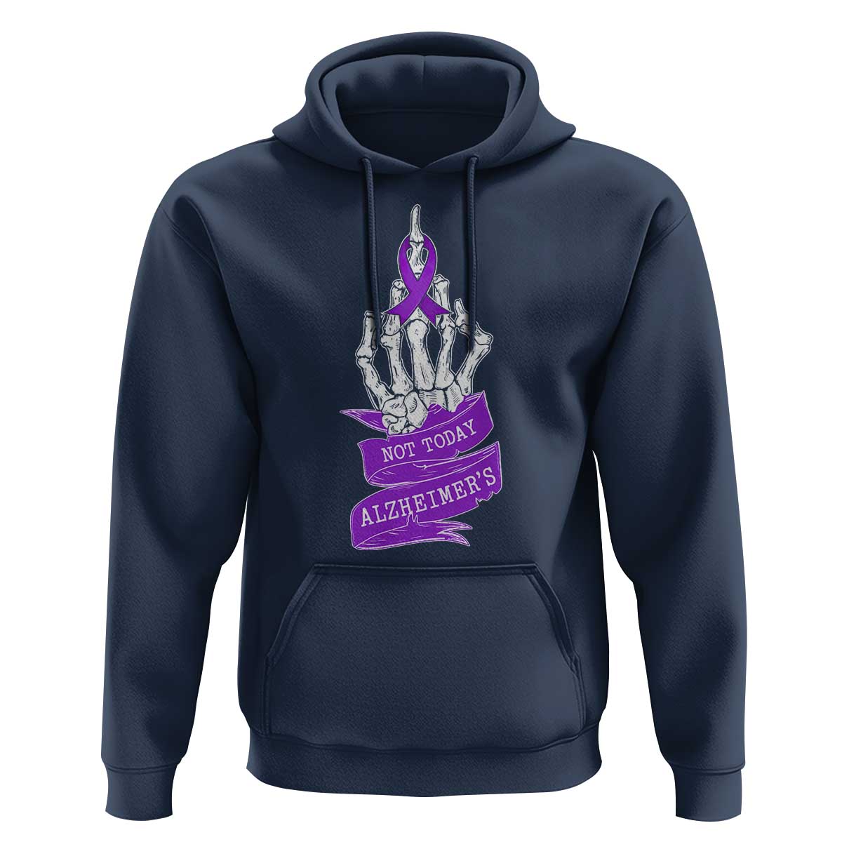 Not Today Alzheimers Hoodie Funny Skeleton Middle Finger Purple Ribbon