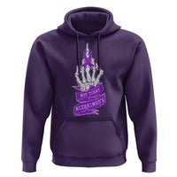 Not Today Alzheimers Hoodie Funny Skeleton Middle Finger Purple Ribbon