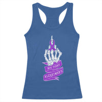 Not Today Alzheimers Racerback Tank Top Funny Skeleton Middle Finger Purple Ribbon
