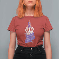 Not Today Alzheimers T Shirt For Women Funny Skeleton Middle Finger Purple Ribbon