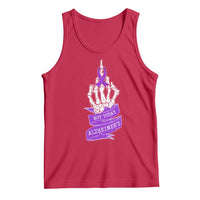 Not Today Alzheimers Tank Top Funny Skeleton Middle Finger Purple Ribbon