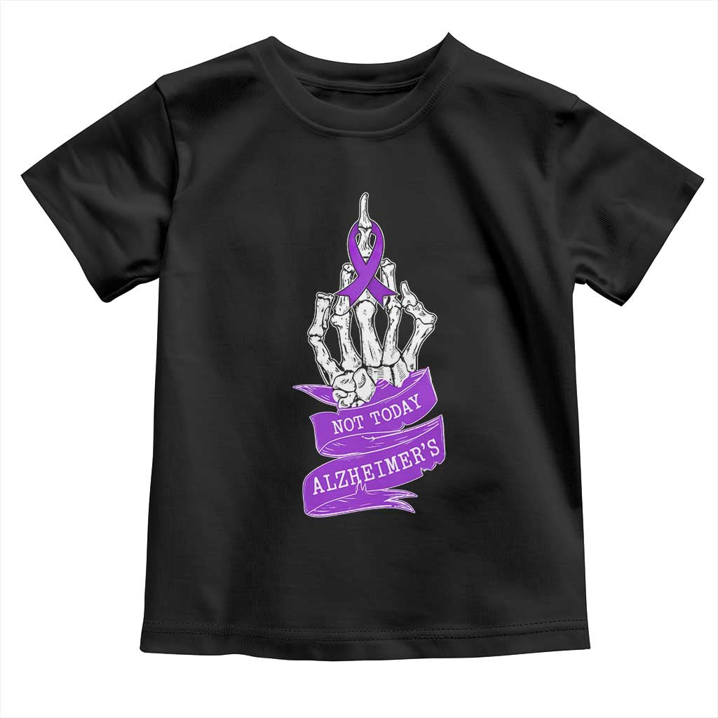 Not Today Alzheimers Toddler T Shirt Funny Skeleton Middle Finger Purple Ribbon