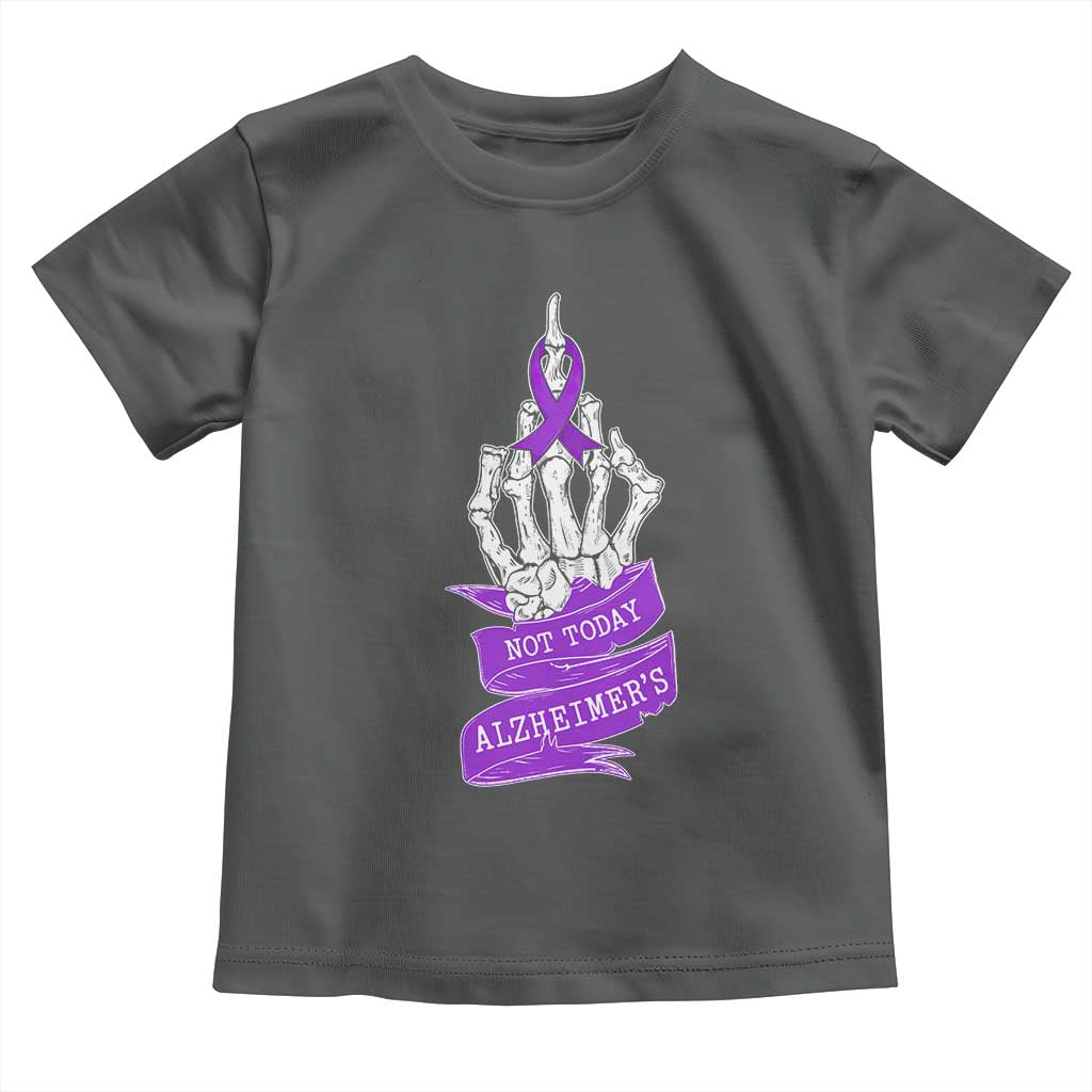 Not Today Alzheimers Toddler T Shirt Funny Skeleton Middle Finger Purple Ribbon