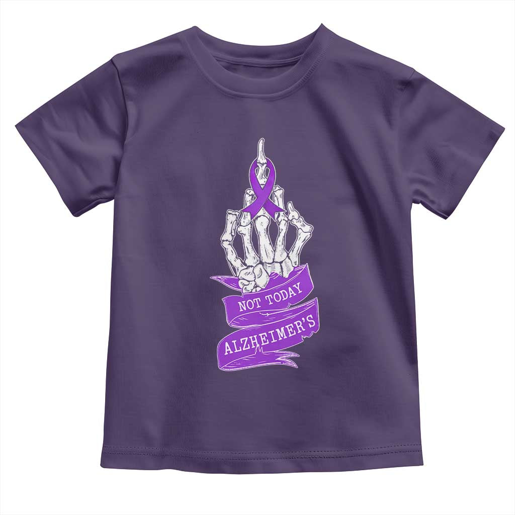 Not Today Alzheimers Toddler T Shirt Funny Skeleton Middle Finger Purple Ribbon