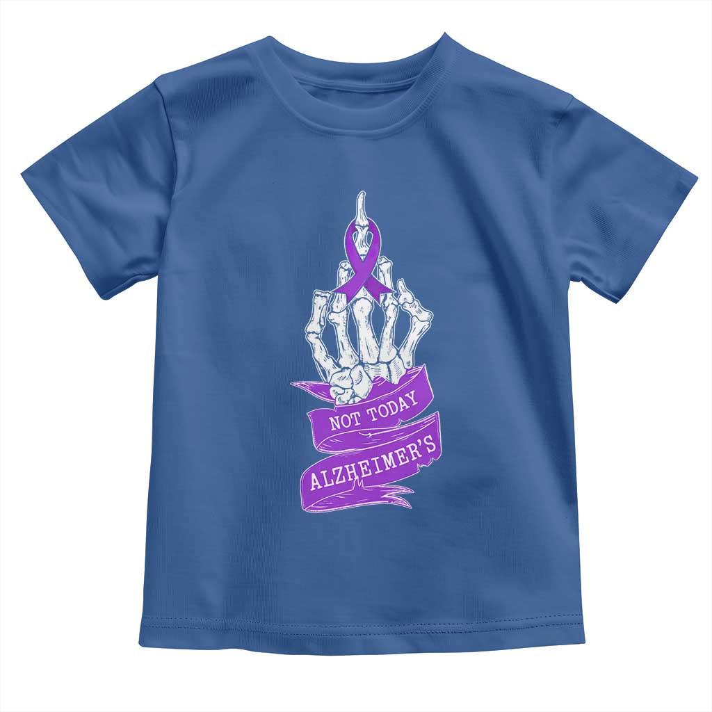 Not Today Alzheimers Toddler T Shirt Funny Skeleton Middle Finger Purple Ribbon