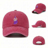 Not Today Alzheimers Washed Cotton Baseball Cap Funny Skeleton Middle Finger Purple Ribbon