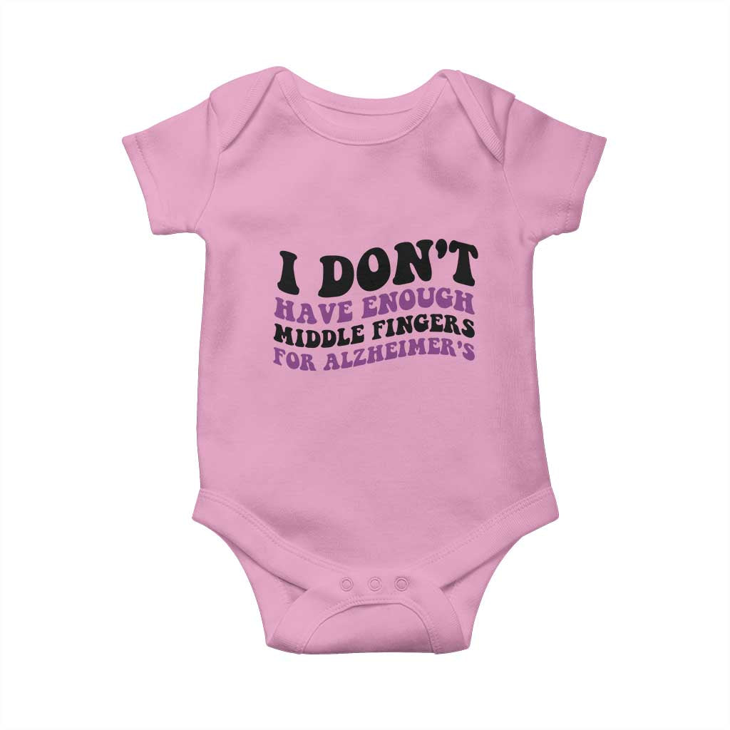 I Dont Have Enough Middle Fingers For Alzheimers Baby Onesie Groovy Purple Retro