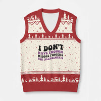 I Dont Have Enough Middle Fingers For Alzheimers V-Neck Knit Sweater Vest Groovy Purple Retro