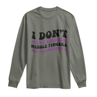 I Dont Have Enough Middle Fingers For Alzheimers Long Sleeve Shirt Groovy Purple Retro